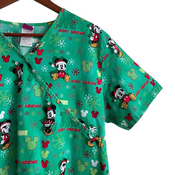 Micky Mouse Christmas Scrubs Disney Top L Medical Uniform Nurse Workwear Dental‎ - Picture 5 of 10